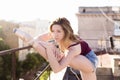 Portrait of ballerina on the roof Royalty Free Stock Photo