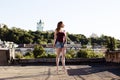 Portrait of ballerina on the roof Royalty Free Stock Photo