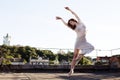 Portrait of ballerina on the roof Royalty Free Stock Photo