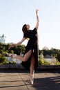 Portrait of ballerina on the roof Royalty Free Stock Photo