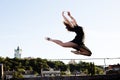 Portrait of ballerina on the roof Royalty Free Stock Photo