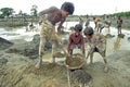 Portrait of Bangladeshi boys working in gravel pit