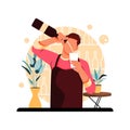 Portrait of the barista character, flat design concept. vector illustration