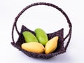 Portrait Of Basket With Yellow And Green Mangoes Royalty Free Stock Photo