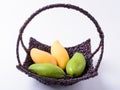 Portrait Of Basket With Yellow And Green Mangoes Royalty Free Stock Photo