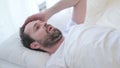 Portrait of Beard Young Man having Nightmare in Bed