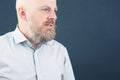 Portrait of a bearded and bald man in profile Royalty Free Stock Photo