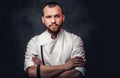 Portrait of bearded chef cook.