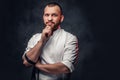 Portrait of bearded chef cook.