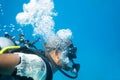 Portrait of bearded male in scuba diving mask Royalty Free Stock Photo