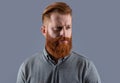 Portrait of bearded man. Irish man with unshaven face. Serious man with red beard studio Royalty Free Stock Photo