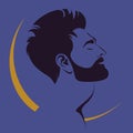 Portrait of a bearded man in profile. Retreat. Wellness. Avatar