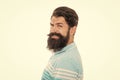 Portrait of bearded man. Unshaven man with smiling face. Happy man with beard and mustache Royalty Free Stock Photo