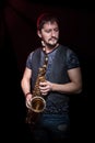 Portrait of a bearded saxophonist