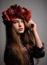 portrait of a beatiful girl with a wreath in studio Royalty Free Stock Photo
