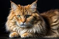 Portrait of a beautiful adult siberian cat on black background