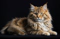 Portrait of a beautiful adult siberian cat on black background