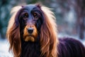 Portrait of a beautiful Afghan hound. Generative AI