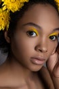 Portrait of beautiful african american female model. Fashion beauty close up portrait. Creative make-up Royalty Free Stock Photo