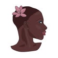 Portrait of beautiful african american girl. Young elegant black woman head profile with short hair, make up and pink Royalty Free Stock Photo