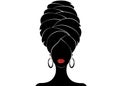 Portrait Beautiful African Woman In Traditional Turban, Black Women Silhouette Isolated , Hairstyle Concept