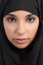 Portrait of a beautiful arab woman face with a black scarf Royalty Free Stock Photo