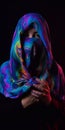 portrait of a beautiful arabic woman in a colorful veil. colorful hijab