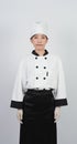 Portrait beautiful asian woman cook wearing chef uniform making gesture