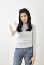 Woman Drinking Glass Of Fresh Milk Royalty Free Stock Photo