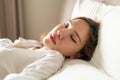 Portrait beautiful woman sleeping on bed Royalty Free Stock Photo