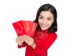 Portrait of a beautiful Asian woman on traditional festival cost Royalty Free Stock Photo