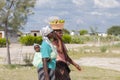 Portrait of beautiful black African women walking, Botswana Royalty Free Stock Photo