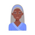 Portrait of a Beautiful Black Elderly Woman. Afro Senior Lady with Gray Hair. Elegant Grandmother in Cute Clothes. Female