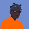 Portrait of beautiful black teenage girl in sunglasses with the inscription girl power. International womens day. 8th