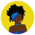 Portrait of a beautiful black woman. Modern afro american girl with curly hair