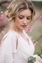 Portrait of a beautiful blonde bride Royalty Free Stock Photo