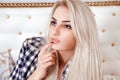 Portrait of beautiful blonde girl with blue eyes Royalty Free Stock Photo