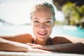 Portrait of beautiful blonde in the pool Royalty Free Stock Photo