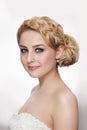 Portrait of beautiful bride with fancy prom hairdo Royalty Free Stock Photo