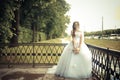 Portrait of beautiful bride in a park Royalty Free Stock Photo