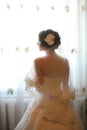 Portrait of beautiful bride. Wedding dress. Wedding decoration Royalty Free Stock Photo