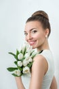 Portrait of beautiful bride. Wedding make up. Wedding decoration Royalty Free Stock Photo