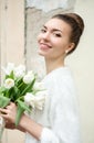 Portrait of beautiful bride. Wedding make up. Wedding decoration Royalty Free Stock Photo