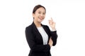 Portrait beautiful businesswoman in suit with arms crossed standing isolated on white background, young asian business woman is Royalty Free Stock Photo