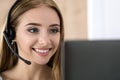 Portrait of beautiful call center operator at work Royalty Free Stock Photo