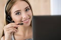 Portrait of beautiful call center operator at work Royalty Free Stock Photo