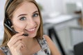 Portrait of beautiful call center operator at work Royalty Free Stock Photo