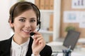 Portrait of beautiful call center operator at work Royalty Free Stock Photo