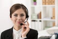 Portrait of beautiful call center operator at work Royalty Free Stock Photo