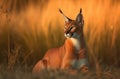Portrait of a beautiful caracal in wild nature.